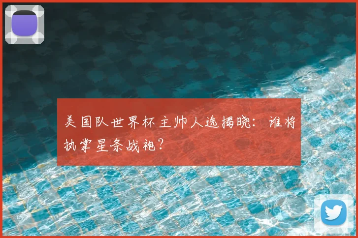 美国队世界杯主帅人选揭晓：谁将执掌星条战袍？
